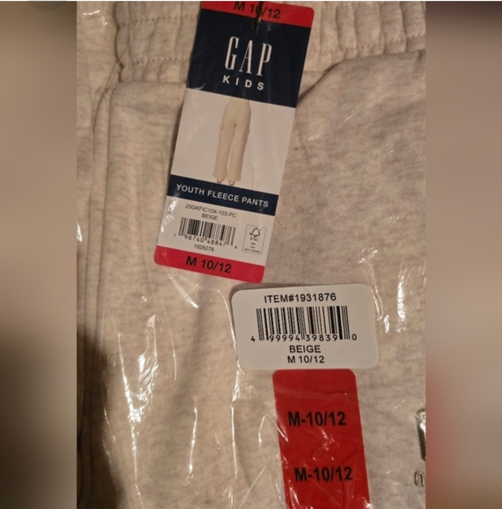 GAP Youth Wide Leg Fleece Pants, Beige